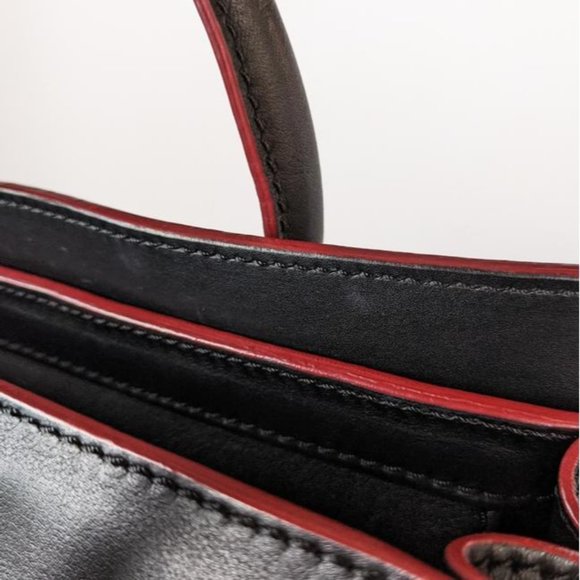 SOLD Celine Luggage Micro Black Red Calfskin Leather Tote - Picture 5 of 7